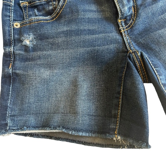 American eagle denim shorts blue Size 0 light distressing super stretch raw edge - Picture 9 of 12